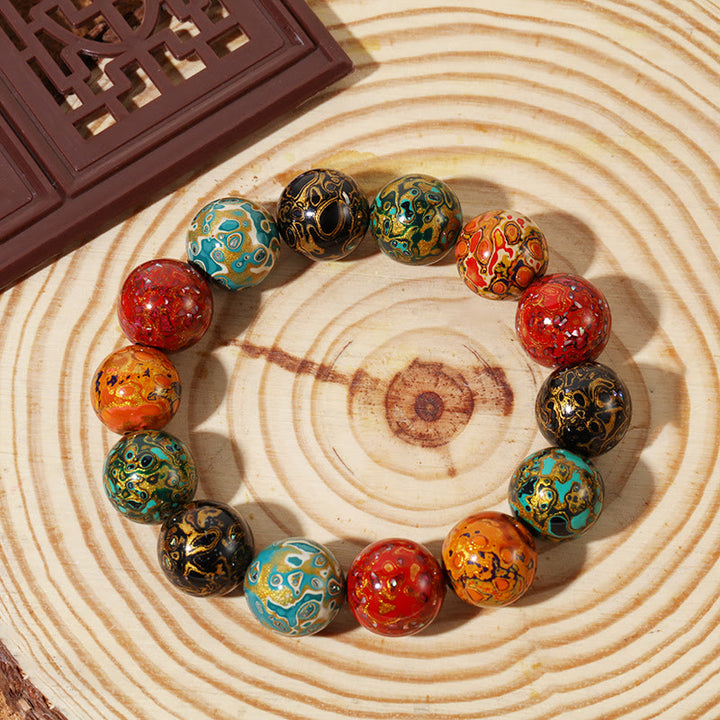 Buddha Stones Natural Multicolored Lacquer Beads Calm Bracelet - image 1
