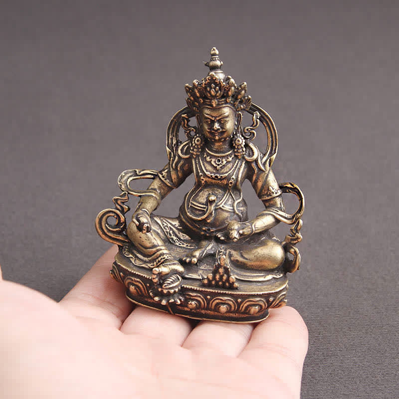 Buddha Stones Yellow Jambhala Bodhisattva Figurine Serenity Copper Statue Decoration - image 3