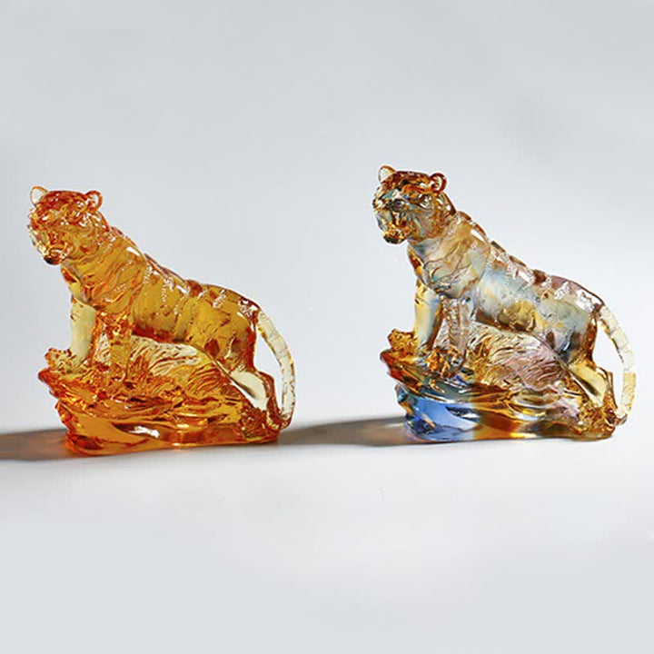 Handmade Liuli Crystal Tiger Art Piece Protection Home Decoration - image 1