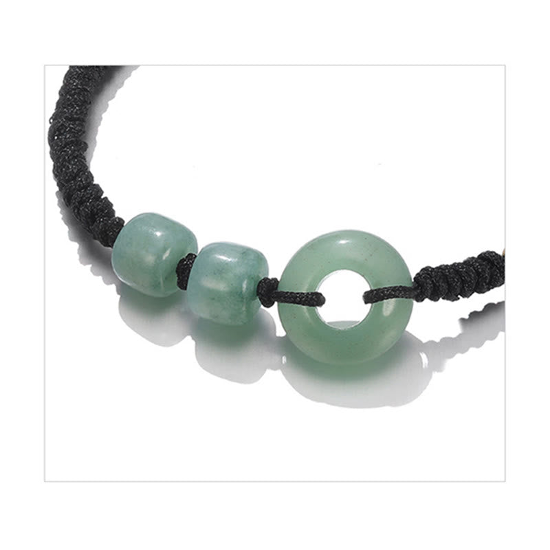 Buddha Stones 2Pcs Green Aventurine White Jade Peace Buckle Luck Braided Couple Bracelet - image 14