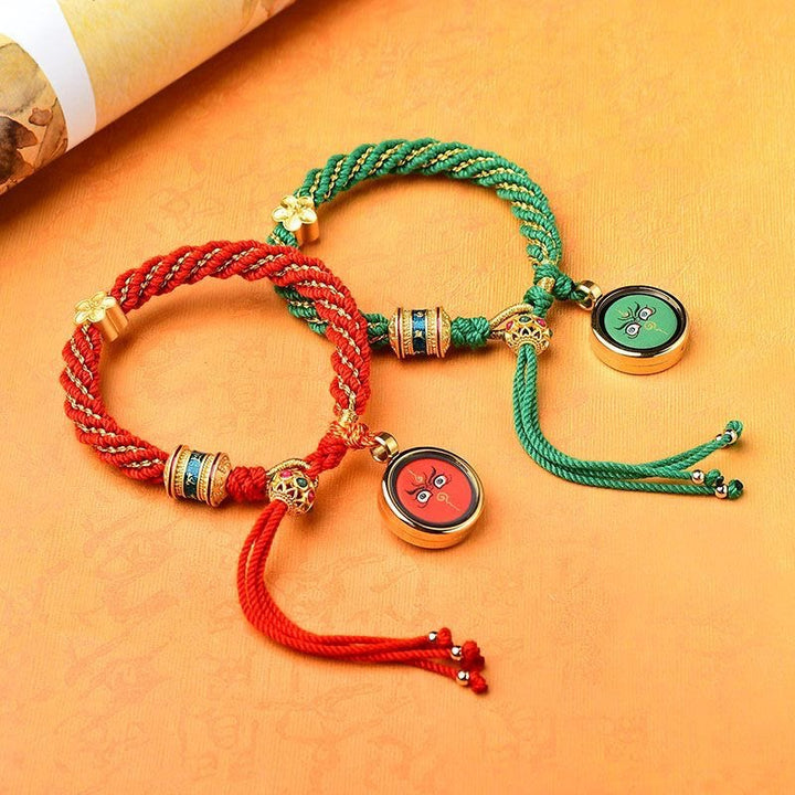 Buddha Stones Tibet Handmade Five God Of Wealth Luck Thangka Amulet Prayer Wheel Flower Charm Weave String Bracelet - image 16