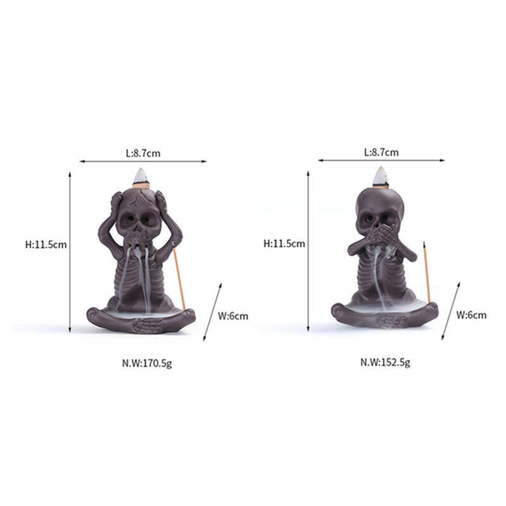 Buddha Stones Little Skull Ghost Purple Clay Backflow Smoke Fountain Peace Incense Burner Decoration - image 15