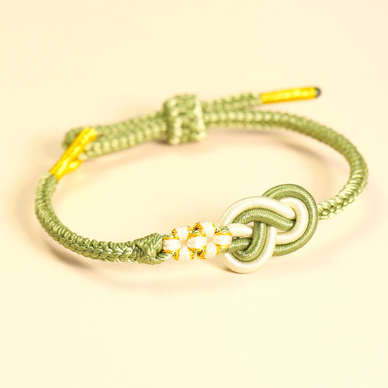 Buddha Stones Handcrafted Eight Thread Peace Knot Peach Blossom Knot Luck Connection Bracelet - Green(Wrist Circumference 14-16cm) - image 0