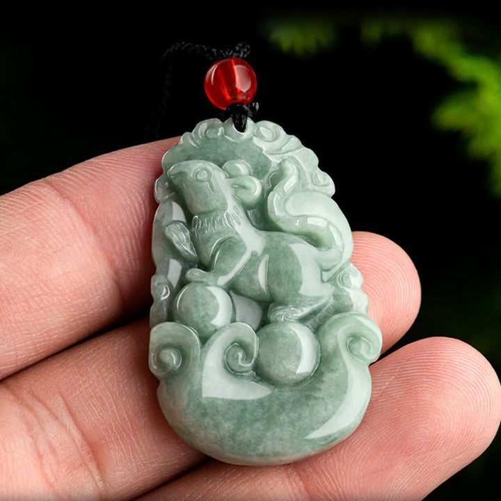 Buddha Stones Natural Green Jade 12 Chinese Zodiac Luck Prosperity Necklace Pendant - image 4