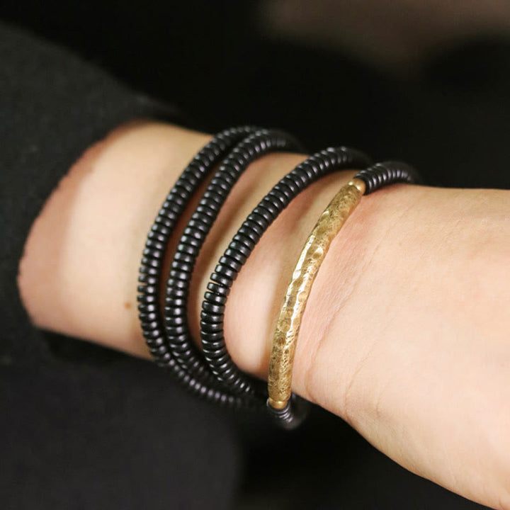 Buddha Stones Ebony Wood Copper Balance Multilayered Bracelet - image 15