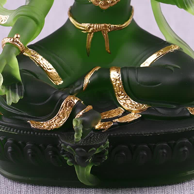 Buddha Stones Bodhisattva Green Tara Handmade Liuli Crystal Art Piece Protection Home Office Statue Decoration - image 10