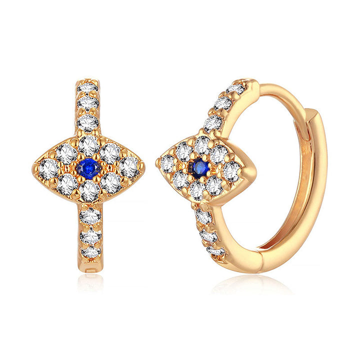 Buddha Stones 925 Sterling Silver Evil Eye Symbol Blessing Stud Earrings - Gold - image 2
