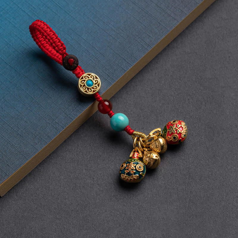 Buddha Stones Gold Swallowing Beast Family Luck Car Key Chain Phone Hanging Decoration - A Family Of Five - Red - Key Chain - image 17