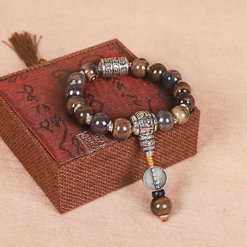 Buddha Stones Tibet Om Mani Padme Hum Prayer Wheel Dorje Vajra Engraved Glass Bead Wisdom Bracelet - Prayer Wheel Om Mani Padme Hum - image 6