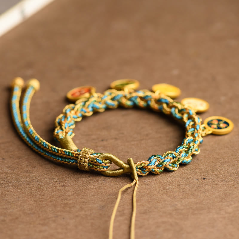 Buddha Stones Tibetan Five God Of Wealth Luck Handcrafted Braid String Bracelet - image 2
