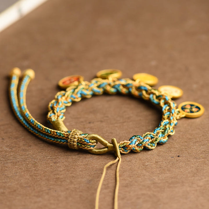 Buddha Stones Tibetan Five God Of Wealth Luck Handcrafted Braid String Bracelet - image 2