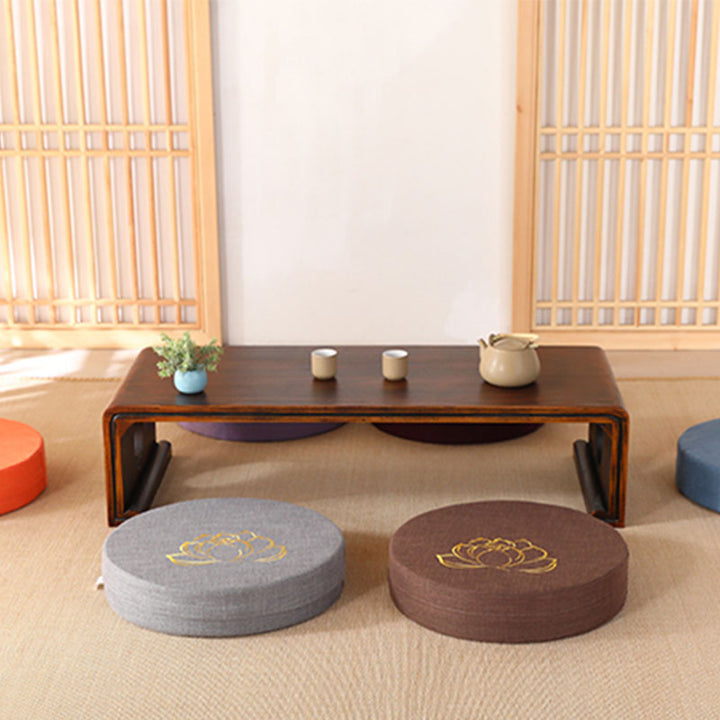 Buddha Stones Lotus Embroidery Cotton Linen Meditation Seat Cushion - image 2
