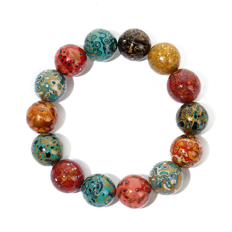 Buddha Stones Natural Multicolored Lacquer Beads Calm Bracelet - image 4