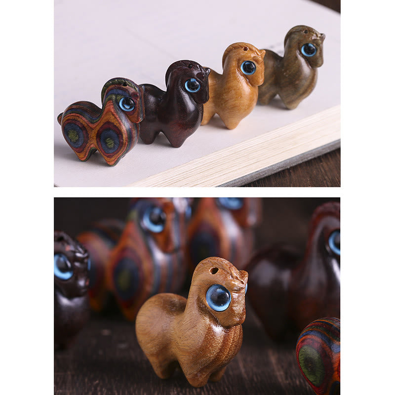 Buddha Stones Small Leaf Red Sandalwood Green Sandalwood Lucky Mini Horse Protection Decoration - image 21
