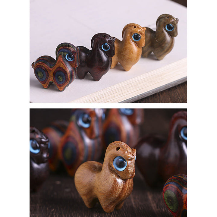 Buddha Stones Small Leaf Red Sandalwood Green Sandalwood Lucky Mini Horse Protection Decoration - image 21