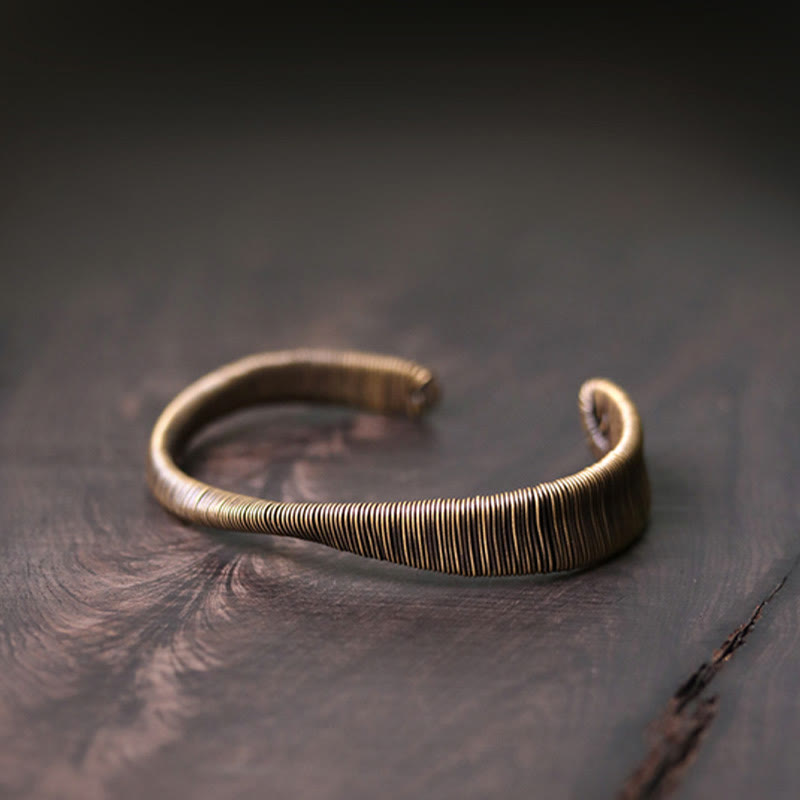 Buddha Stones Simple Design Wrapped Copper Luck Wealth Adjustable Cuff Bracelet - image 5