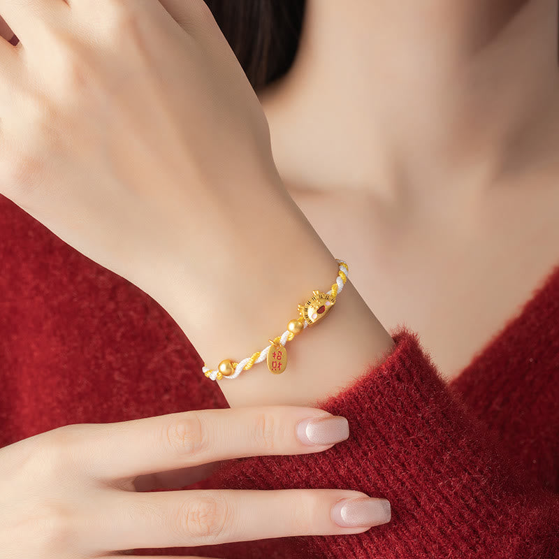 ❗❗❗A Flash Sale- Buddha Stones 925 Sterling Silver Year Of The Dragon Dumpling Design Attract Fortune Luck Braided Bracelet - image 6