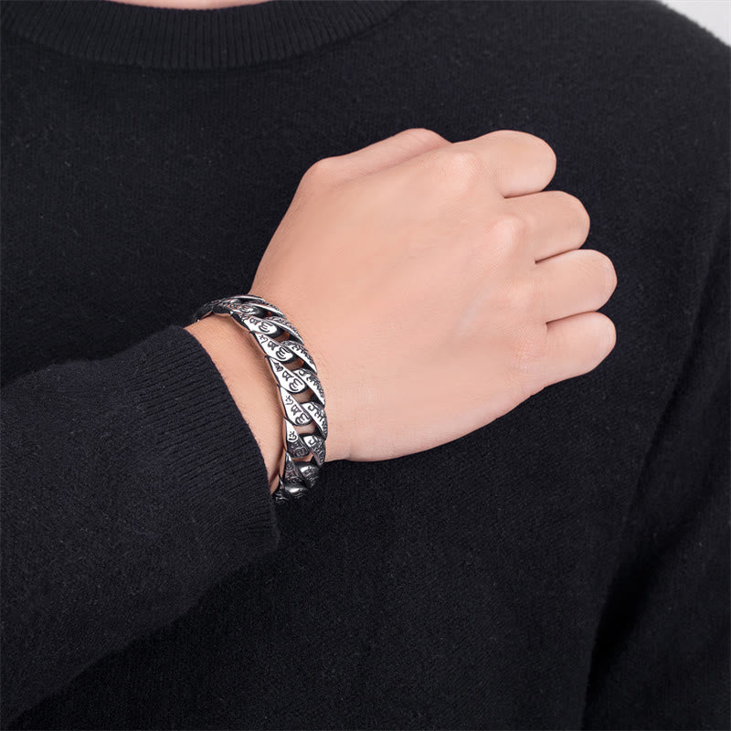 Buddha Stones Tibetan Om Mani Padme Hum Mantra Titanium Steel Peace Cuf Bangle Bracelet - image 9