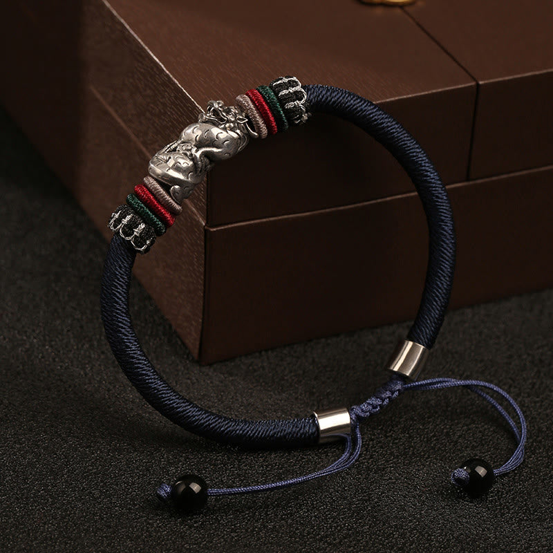 Buddha Stones Handmade 925 Sterling Silver Year Of The Dragon Auspicious Dragon Luck Rope Bracelet - image 2