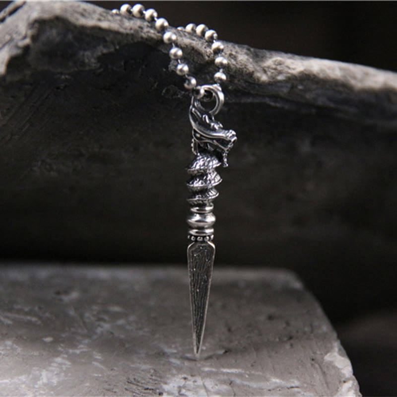 Buddha Stones 925 Sterling Silver Year of the Dragon Design Dorje Vajra Protection Necklace Pendant - image 4