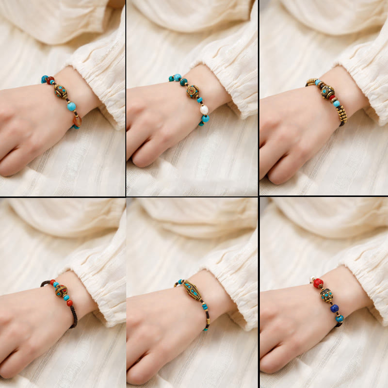 Buddha Stones Tibetan Turquoise Om Mani Padme Hum Protection Strength Bracelet - image 12
