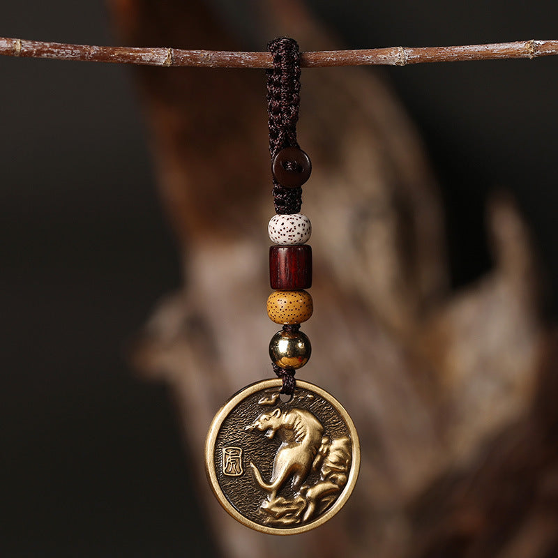 Chinese Zodiac Copper Luck Keychain Decoration - Tiger - image 3