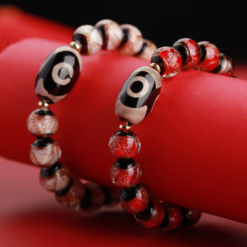 Buddha Stones Tibetan Nine-Eye Dzi Bead Three-eyed Dzi Bead Liuli Glass Bead Wealth Bracelet - image 26