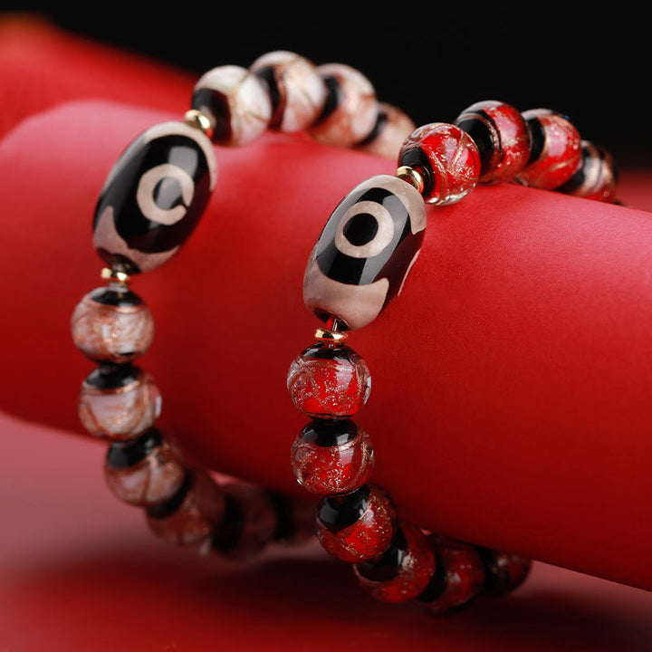Buddha Stones Tibetan Nine-Eye Dzi Bead Three-eyed Dzi Bead Liuli Glass Bead Wealth Bracelet - image 26