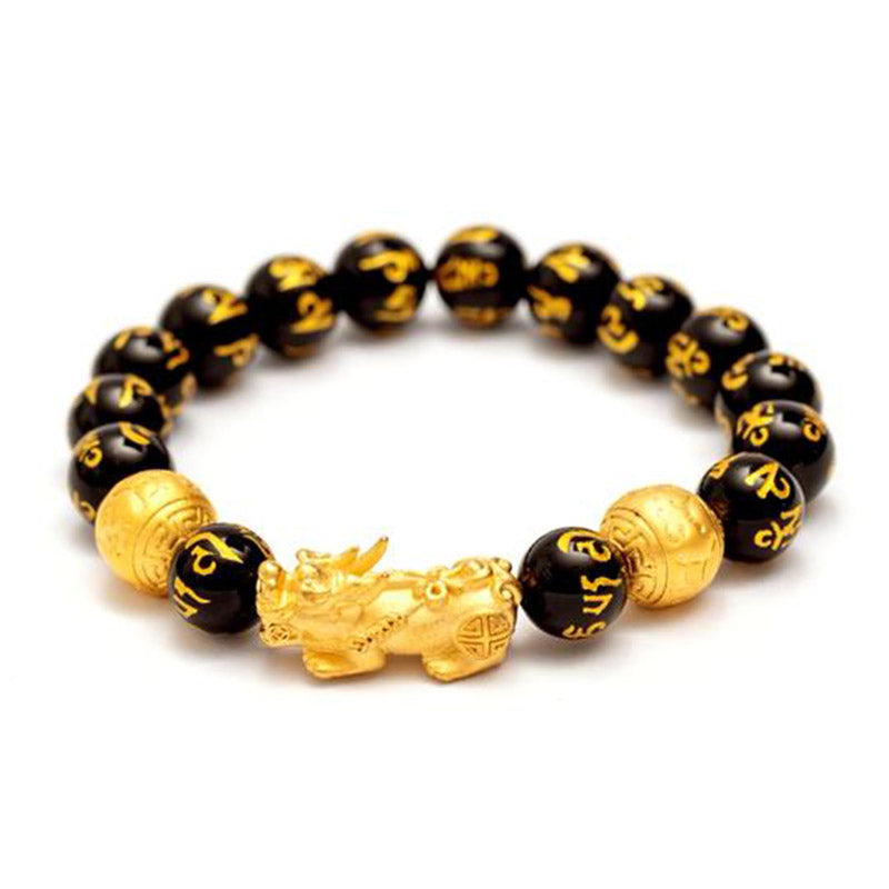 Buddha Stones FengShui PiXiu Obsidian Wealth Bracelet - 10mm - image 0