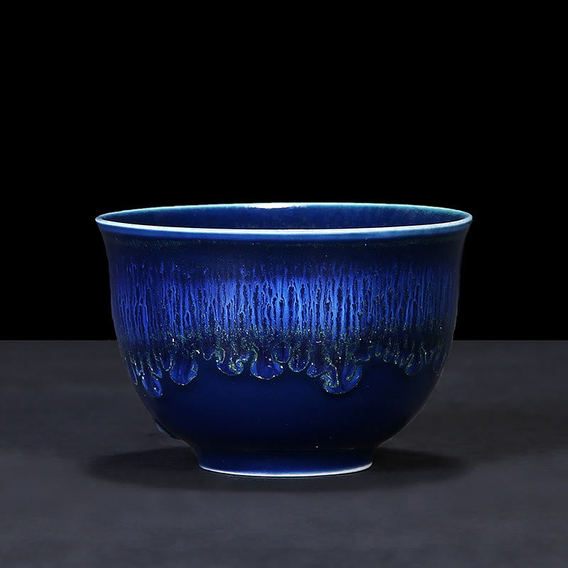 Buddha Stones Chinese Jianzhan Glaze Kiln Change Ceramic Teacup Tenmoku Kung Fu Tea Cup - Blue - 6.5cm*4.5cm*60ml - image 13