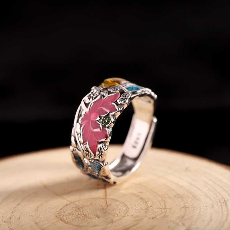 Buddha Stones 925 Sterling Silver Lotus Koi Fish Enlightenment Ring - 925 Sterling Silver - image 0