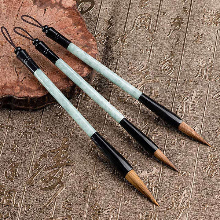Buddha Stones Natural Jade Luck Chinese Calligraphy Brush Pen Chinese Writing Brush With Gift Box - image 5