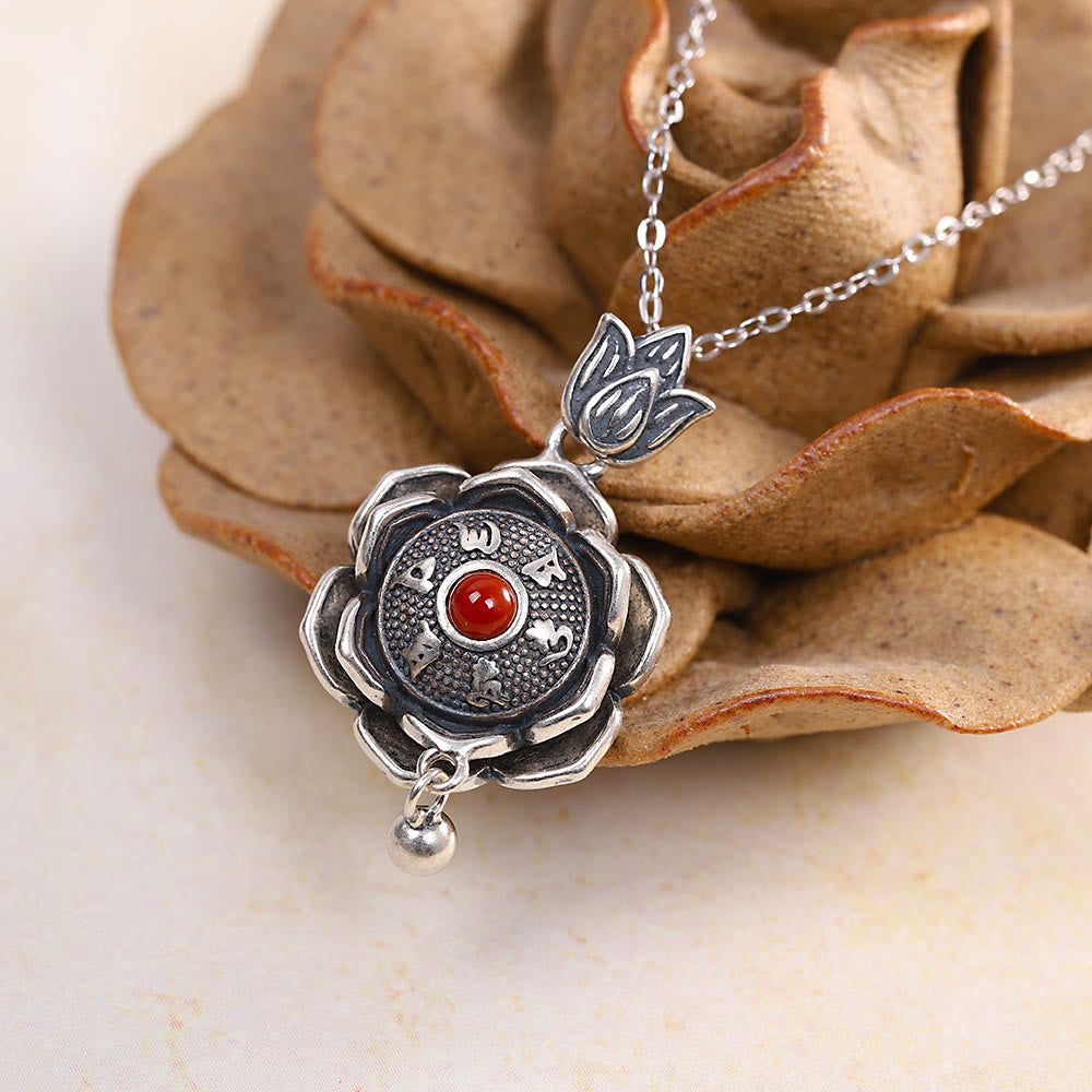 Buddha Stones 925 Sterling Silver Om Mani Padme Hum Lotus Peace Necklace Pendant Earrings - Necklace - image 0