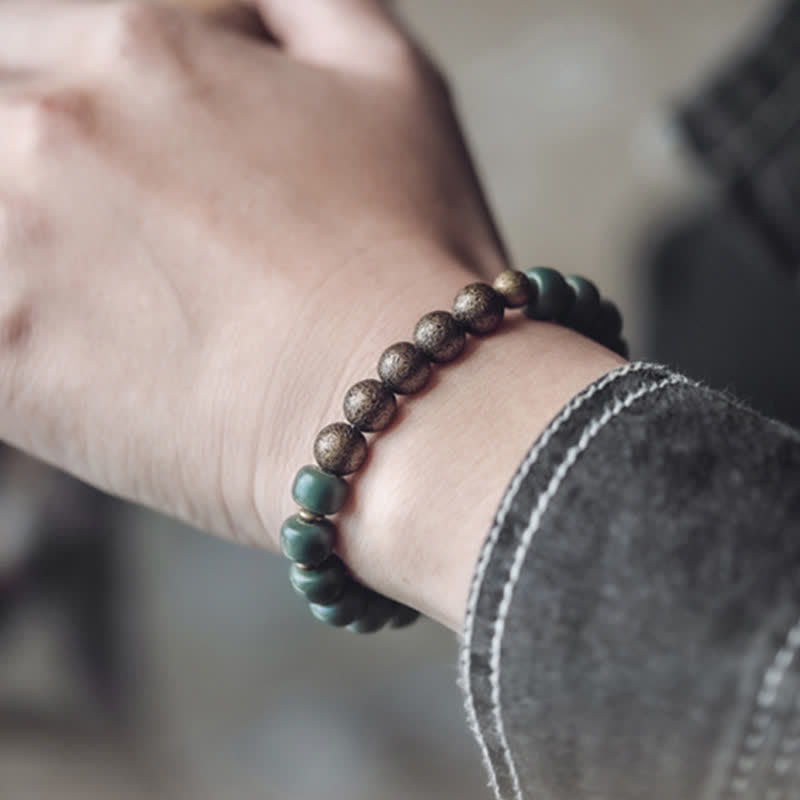 Buddha Stones Tibetan Cyan Bodhi Seed Copper Success Bracelet - image 1
