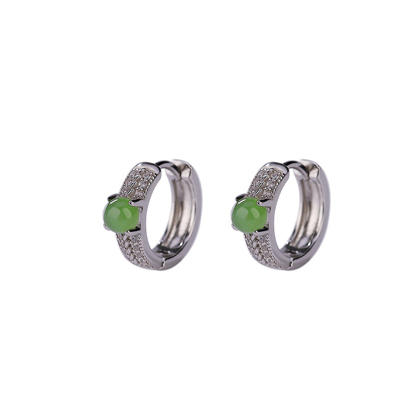 Buddha Stones 925 Sterling Silver Round Cyan Jade Success Stud Earrings - image 7