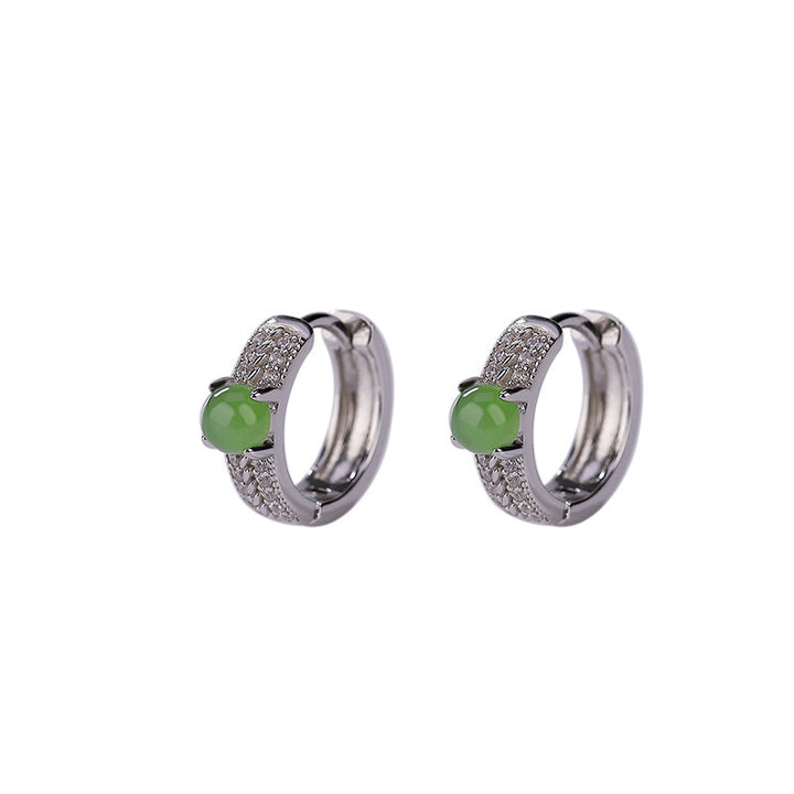 Buddha Stones 925 Sterling Silver Round Cyan Jade Success Stud Earrings - image 7