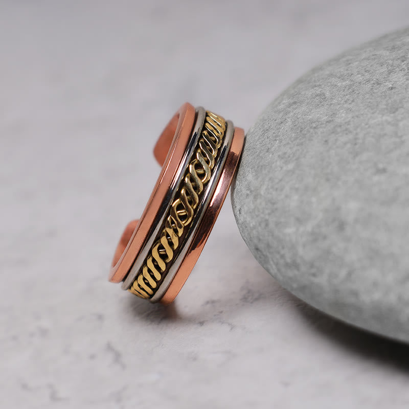 Buddha Stones Magnetic Copper Balance Adjustable Cuff Bracelet Bangle Ring - Ring - image 8