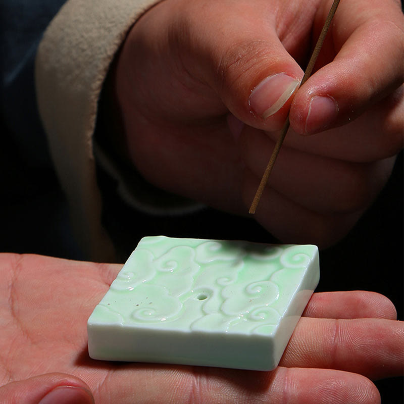 Buddha Stones Mini Auspicious Clouds Design Healing Stick Ceramic Small Incense Burner Decoration - image 3