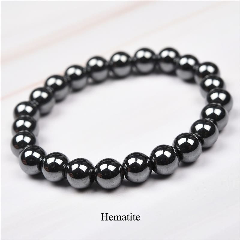 Buddha Stones Natural Stone Quartz Healing Beads Bracelet - 8mm - Hematite - image 44