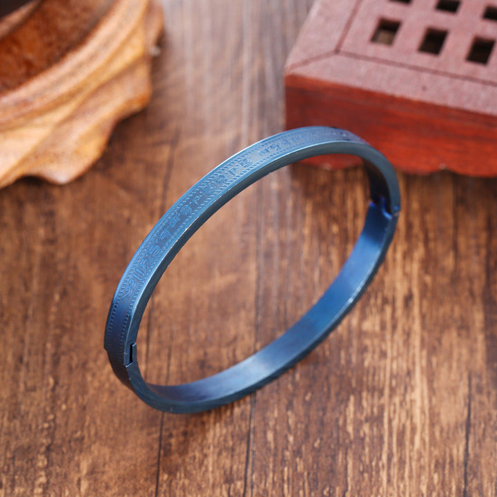 Buddha Stones Titanium Steel Blessing Bracelet Bangle - image 5