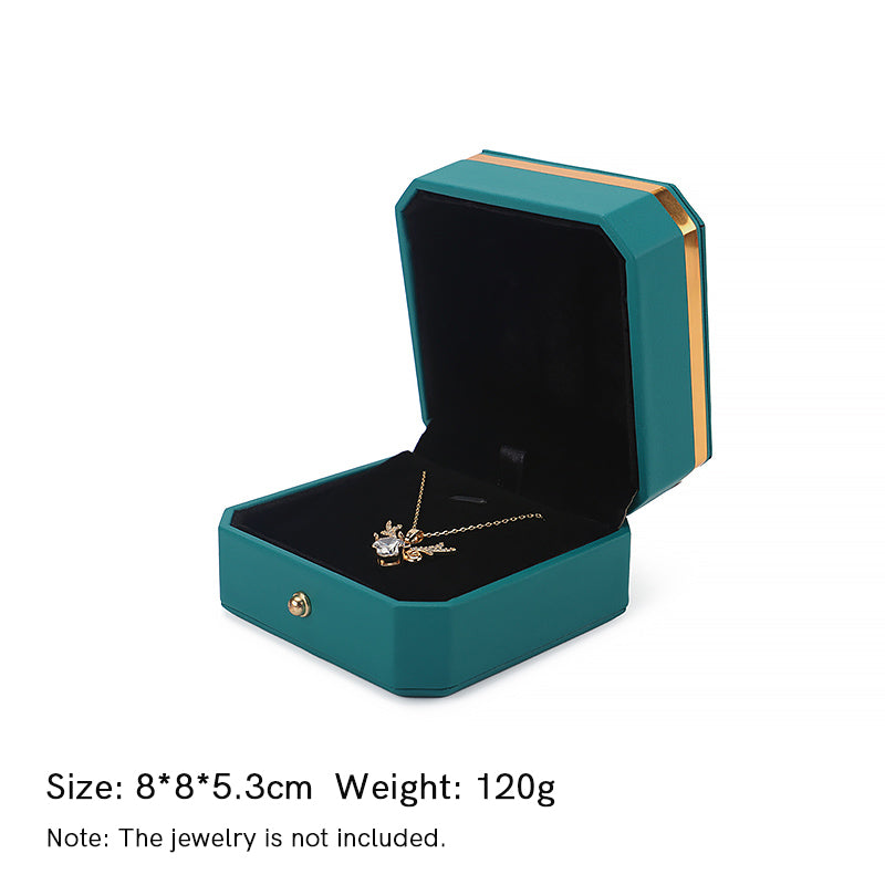 Buddha Stones Jewelry Storage Box PU Leather Gift Box - Green - Pendant Box (8*8*5.3cm) - image 24