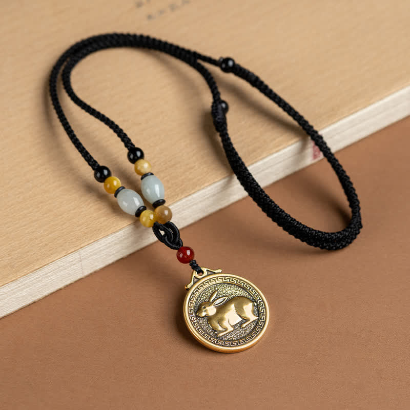 12 Chinese Zodiac Blessing Wealth Fortune Necklace Pendant - Rabbit - image 0