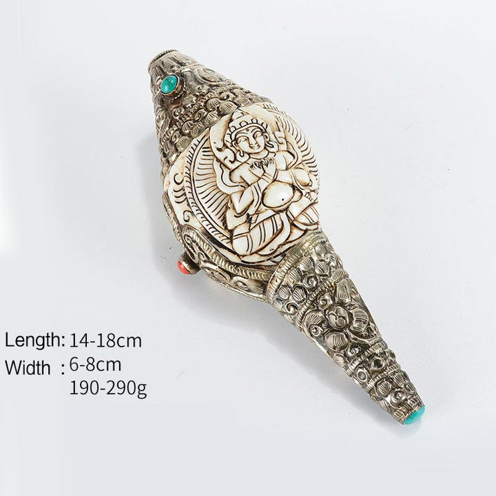 Tibetan Handmade Engraved Shankha Buddha Conch Shell Wealth Positive Decoration - Vajra - image 13