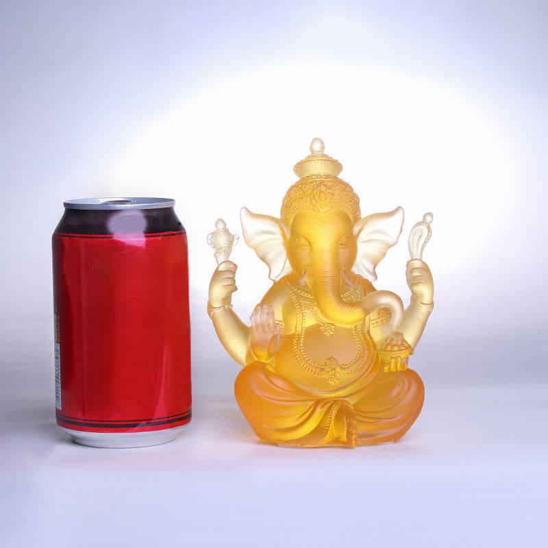 Buddha Stones Handmade Ganesh Ganpati Elephant Figurine Liuli Crystal Art Piece Protection Statue Home Decoration - image 8