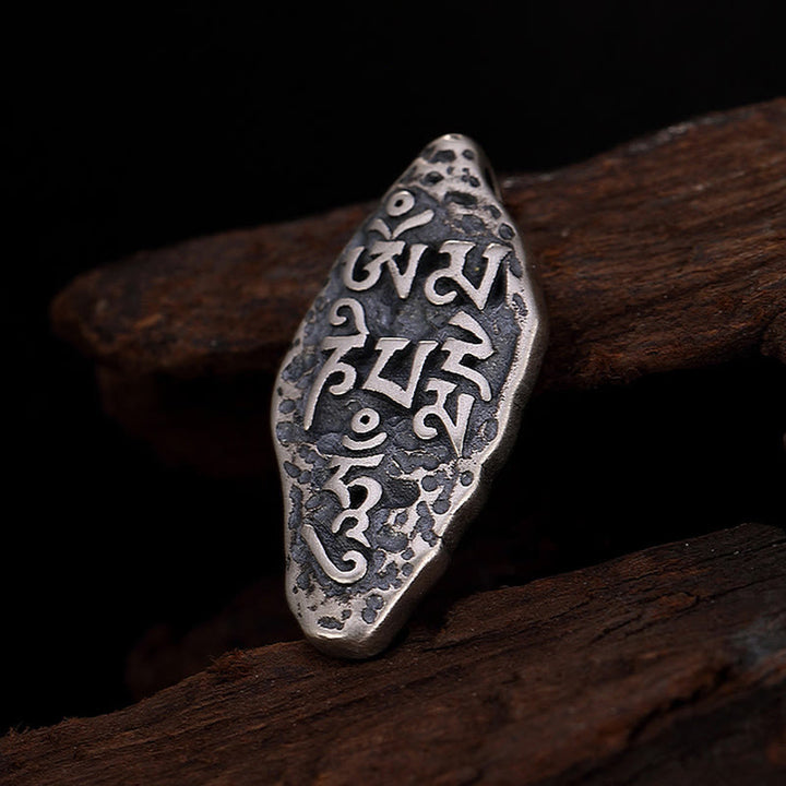 Buddha Stones Tibetan 925 Sterling Silver Om Mani Padme Hum Dorje Vajra Engraved Strength Necklace Pendant - image 14