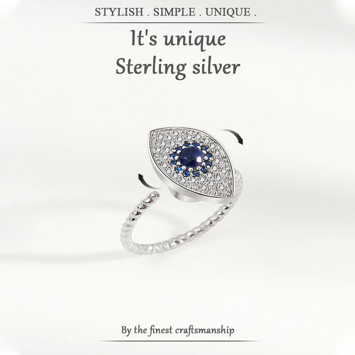 925 Sterling Silver Evil Eye Protection Blessing Rotatable Ring - image 5