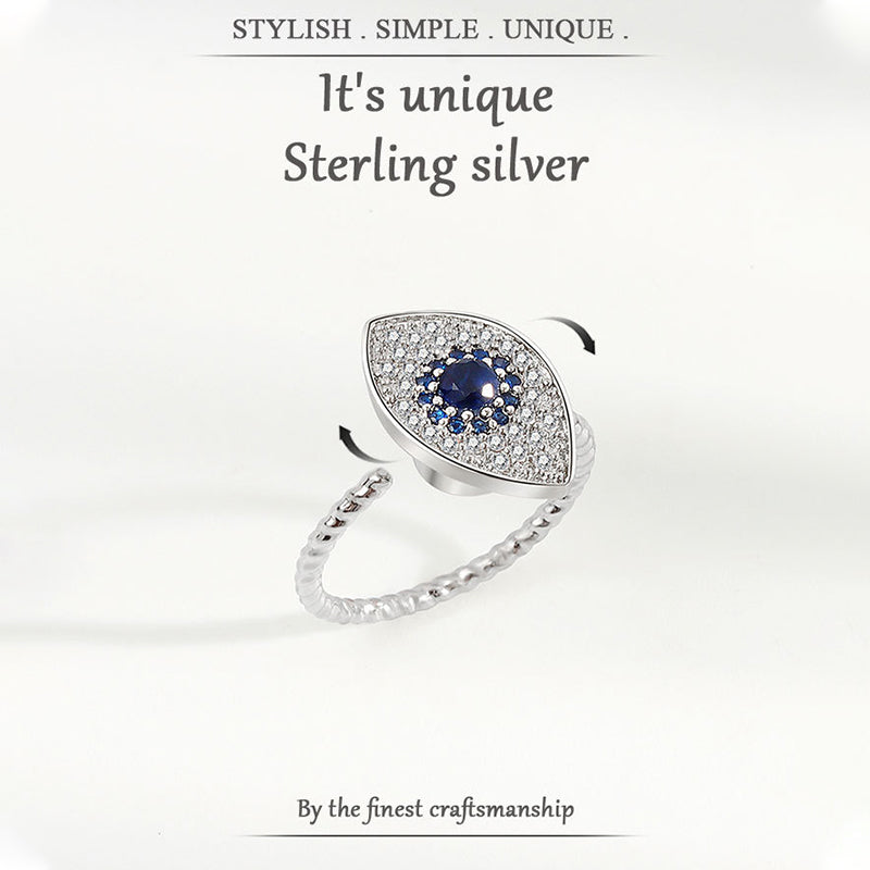 925 Sterling Silver Evil Eye Protection Blessing Rotatable Ring - image 5