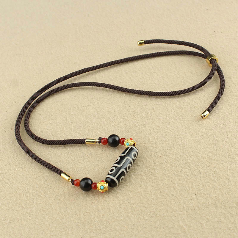 Buddha Stones Tibetan Nine-Eye Dzi Bead Protection Blessings String Necklace Pendant - image 6