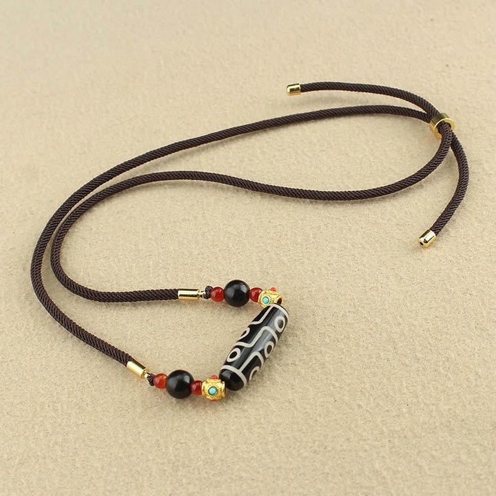 Buddha Stones Tibetan Nine-Eye Dzi Bead Protection Blessings String Necklace Pendant - image 6