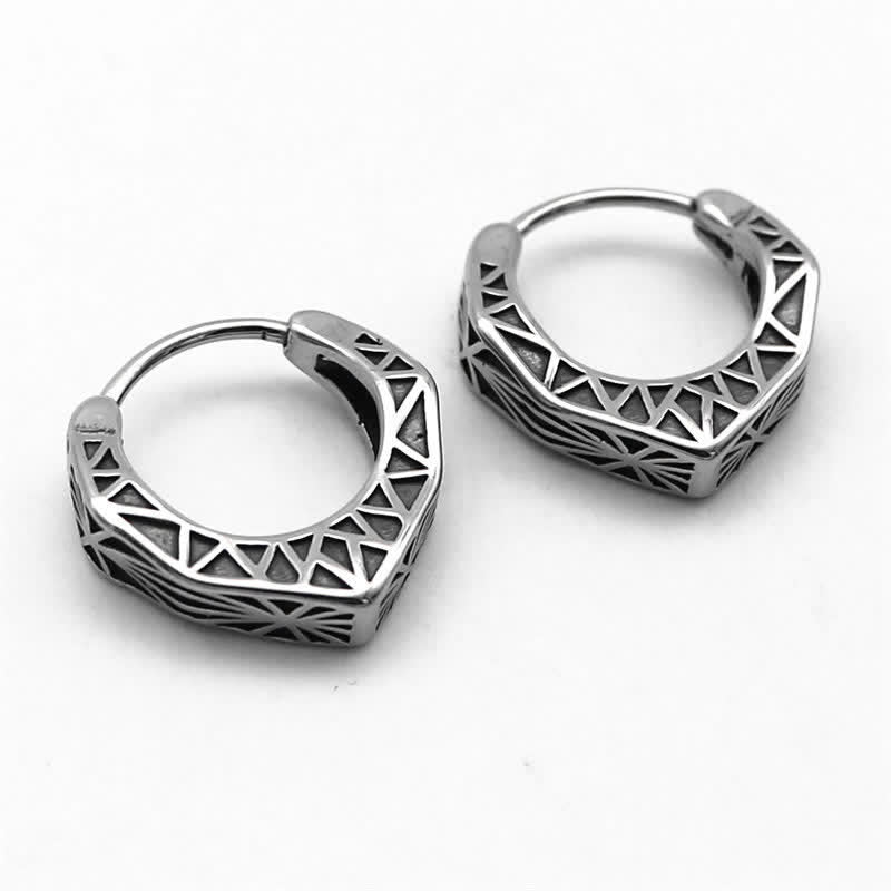 Viking Hoop Titanium Steel Balance Earrings - image 6